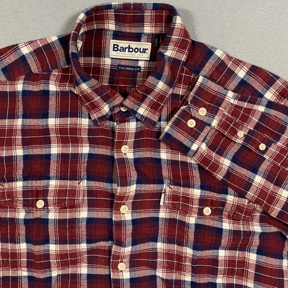 Barbour Copinsay Shirt Mens Large Plaid Flannel Tailored Fit MSH4132RE14